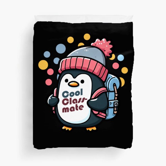 Penguin Pinguin back to school cool classmates Duvet Covers