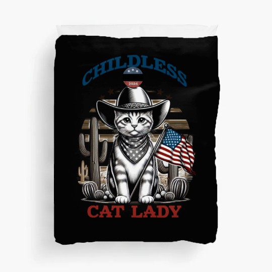VOTE Like a Childless Cat Lady Funny Voting Kamala Duvet Covers
