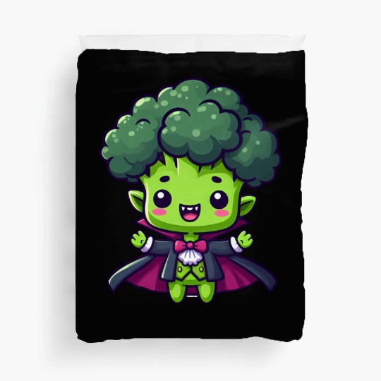 Cute Halloween Broccoli Vampire Cartoon Green Duvet Covers