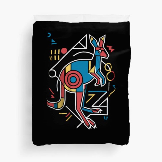 Geometric Kangaroo Art Colorful Abstract Duvet Covers