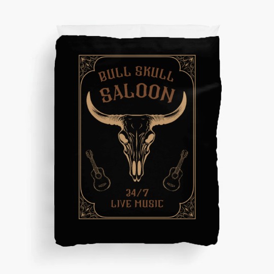 Country Music Western Bull Skull Saloon Duvet Covers