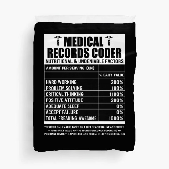 Vintage Medical Records Coder Nutritional Facts Duvet Covers