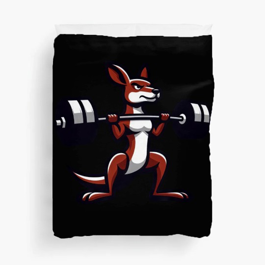 Kangaroo Barbell Dumbbell Gym Fitness Workout Duvet Covers