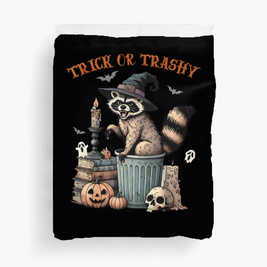 Trick Or Trashy Funny Raccon Halloween Duvet Covers