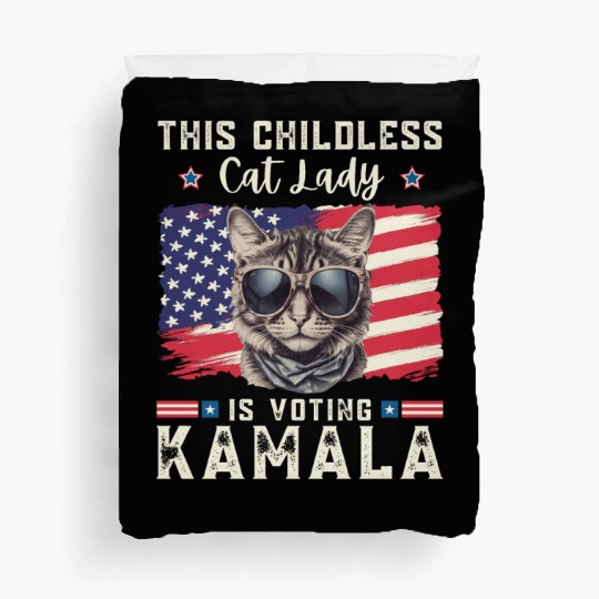 This childless Cat lady for kamala Harris 2024 Duvet Covers