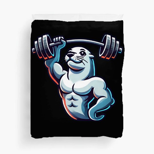 Seal with Barbell Fitness Gym Training Duvet Covers