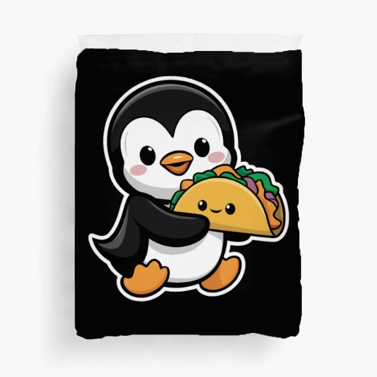 Cute Penguin Hugging Taco Kawaii Food Love Duvet Covers