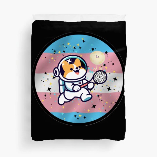 MMA: Meow Space with Trans Flag background Duvet Covers