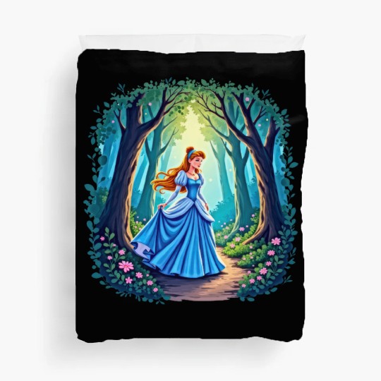 Graceful girl walking in forest Duvet Covers
