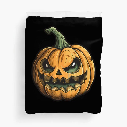 Grinning Green Stem Jack-O-Lantern Duvet Covers