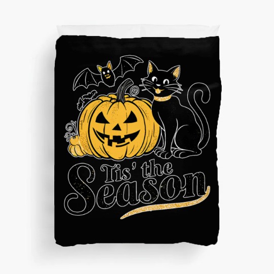 Tis the season Halloween bats pumpkin fall funny Duvet Covers
