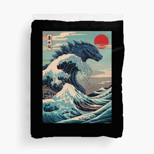 Kaiju Monster Japanese Great Wave Anime Graphic Duvet Covers