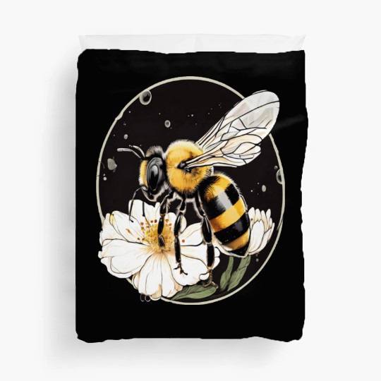 Bumble Bee on a Flower in a Bubble Duvet Covers