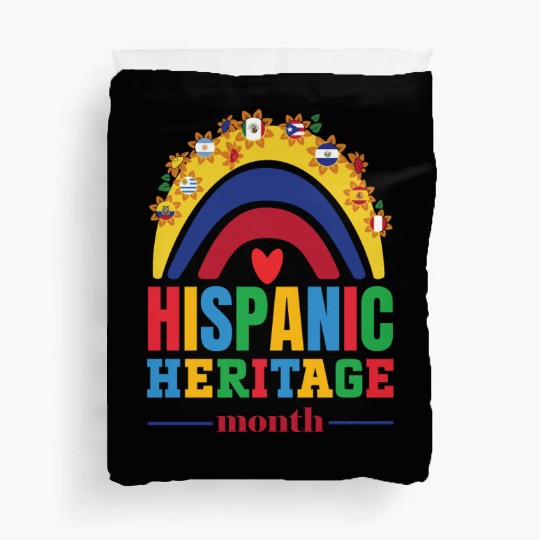 Hispanic heritage month flags colorful rainbow col Duvet Covers