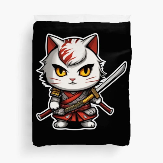 ninja cat with a katana 2 Duvet Covers