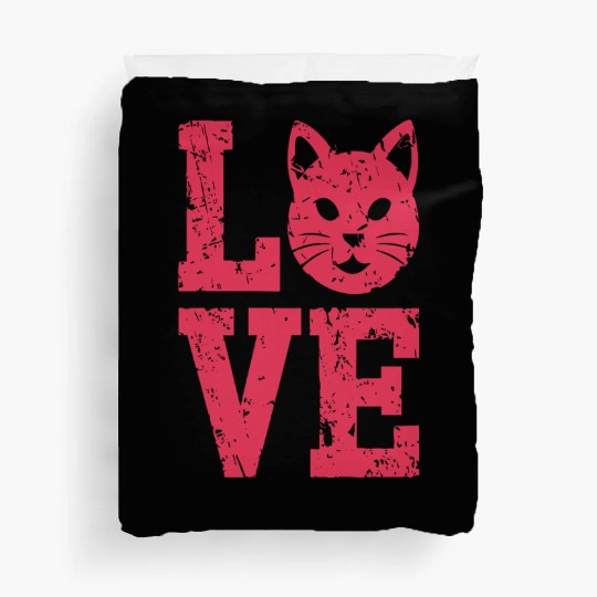 Love funny cat face Duvet Covers