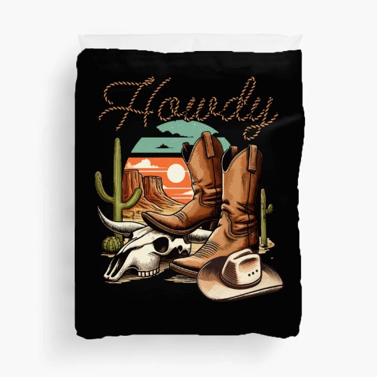 cowboy funny women hat wild western rodeo texas Duvet Covers