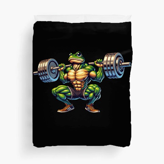 Frog Toad Fitness Barbell Gym Workout Training Duvet Covers