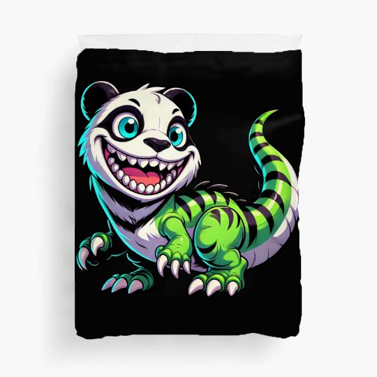 Quirky dino T-Rex panda mythical creature fantasy Duvet Covers