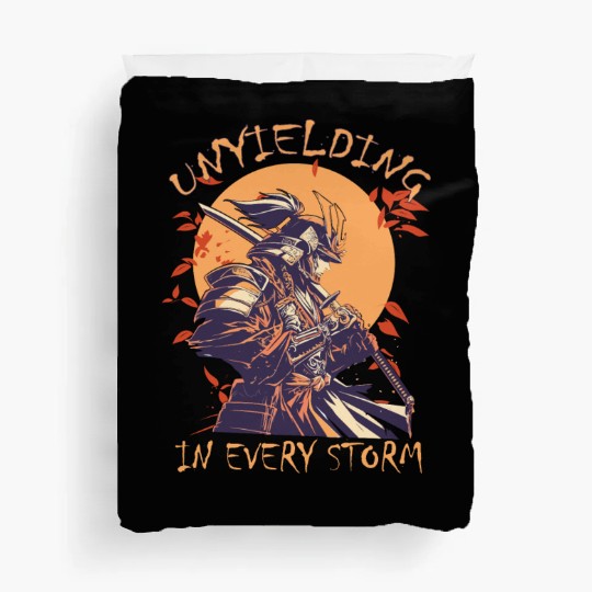 Unyielding In Every Storm Japanese Warrior Samurai Duvet Covers