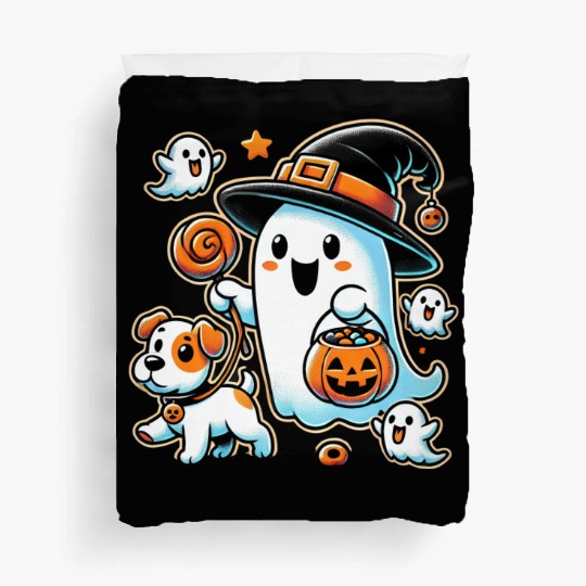 Spooky Ghost and Puppy - Halloween Trick or Treat Duvet Covers