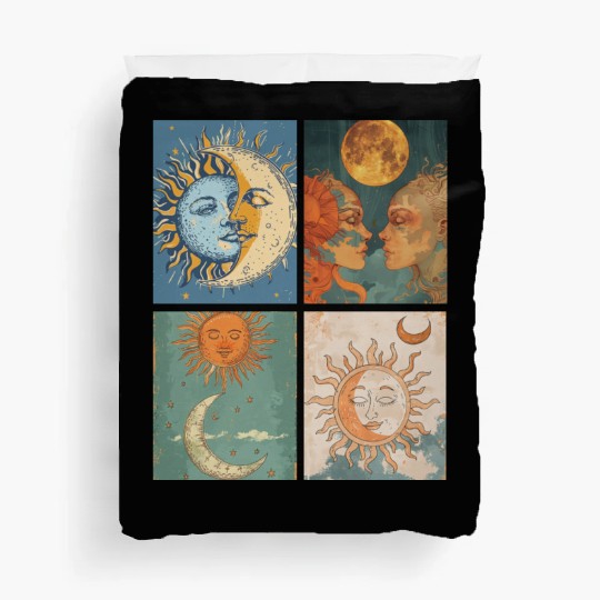 Moon and Sun Tarot Card Designed Look Duvet Covers