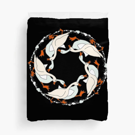funny geese run, vintage geese run mandala Duvet Covers