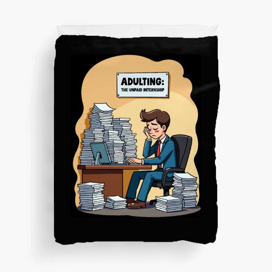 Adulting: The Unpaid Internship - Office Humor Duvet Covers