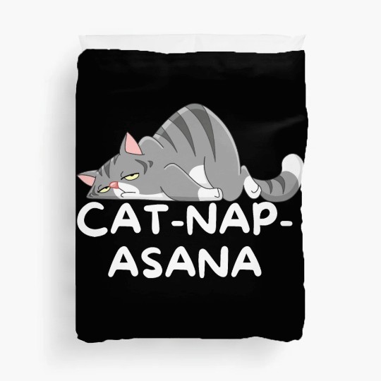 Funny Cat-Nap-Asana sleeping yoga Duvet Covers