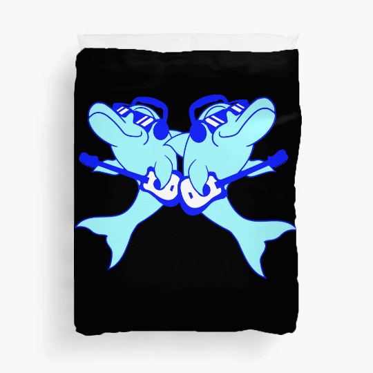 2 Dolphins Two Friends Playing Guitar Band Team Duvet Covers
