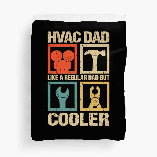 HVAC Dad But Cooler Funny HVAC Technician Father Duvet Covers