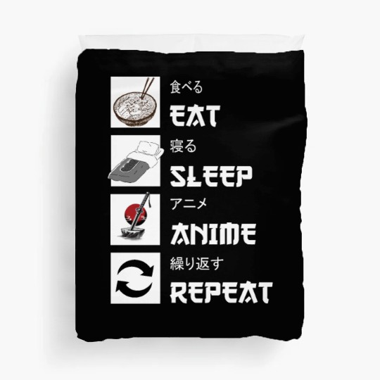 Eat sleep anime repeat manga Duvet Covers