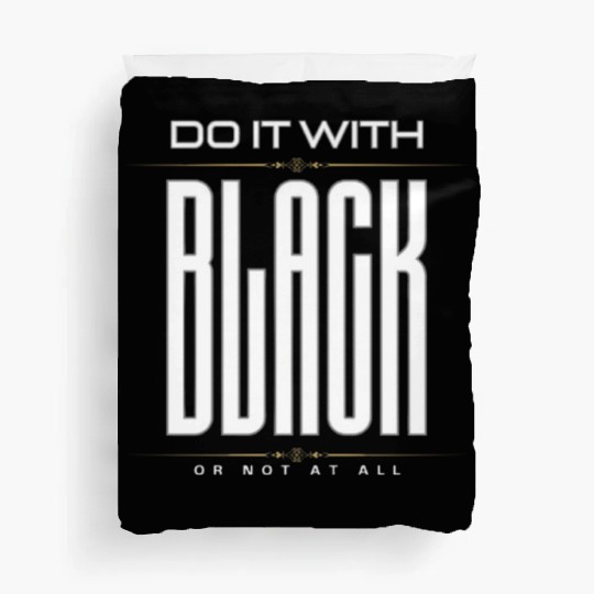 BLACK Letter Print And Gradient Color Crew Neck Duvet Covers