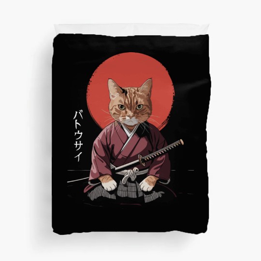 Neko Battousai Samurai Cat Classic Duvet Covers