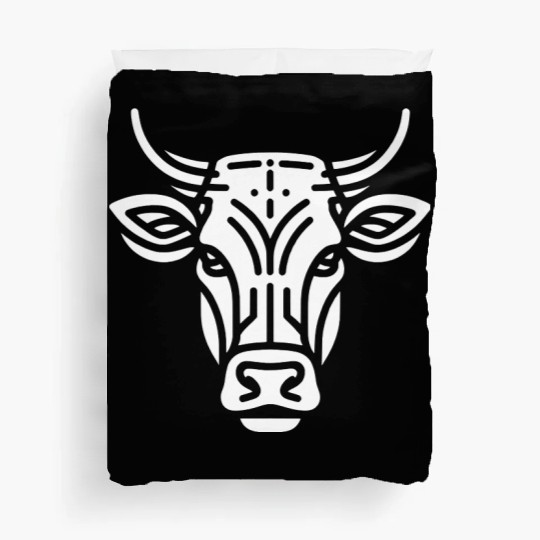 Cow face cows vector farm animal art path4 Duvet Covers