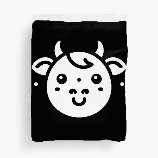 Cow face cute cows vector farm animal art path8 Duvet Covers