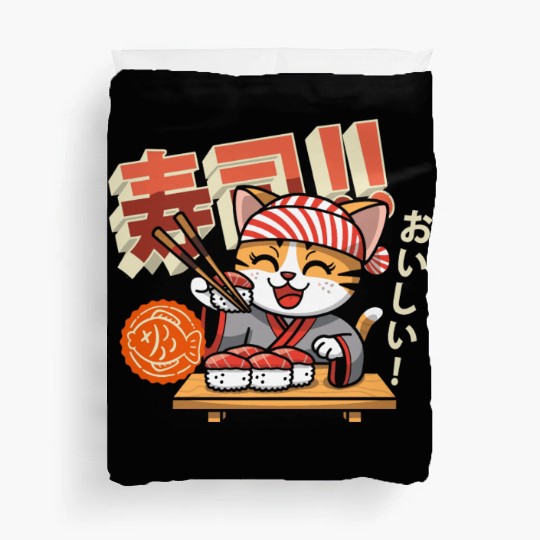 Sushi Chef Cat Adorable Culinary Cat Design Duvet Covers
