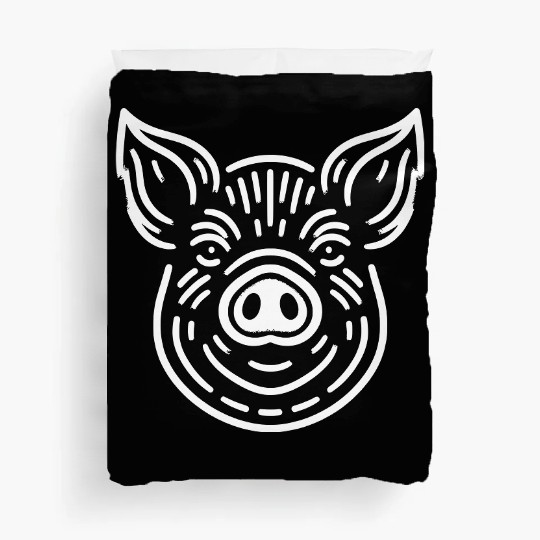 Pig face pigs vector farm animal path17 Duvet Covers