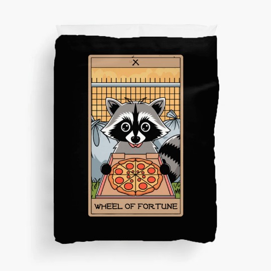Wheel of Fortune Raccoons Tarot Card Duvet Covers