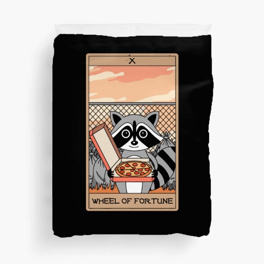 Wheel of Fortune Raccoons Tarot Card Duvet Covers