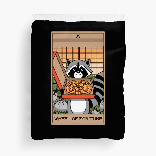 Wheel of Fortune Raccoons Tarot Card Duvet Covers