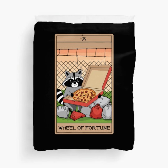 Wheel of Fortune Raccoons Tarot Card Duvet Covers