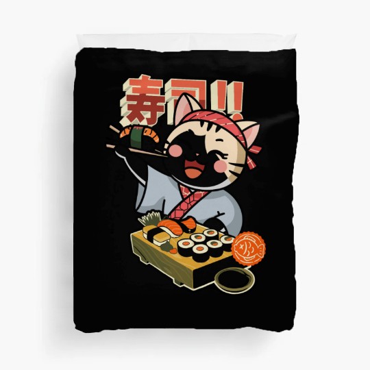 Sushi Chef Cat Adorable Culinary Cat Design Duvet Covers