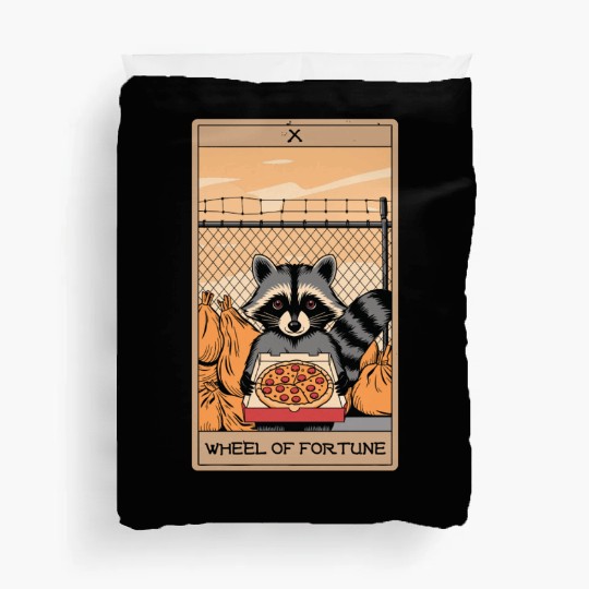 Wheel of Fortune Raccoons Tarot Card Duvet Covers
