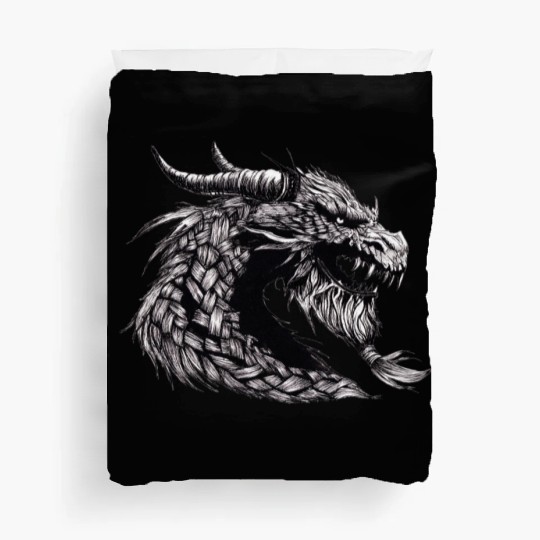 Mythical Dragon Head Illustration Duvet Covers