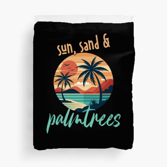 Sun, sand, and palm trees! Duvet Covers