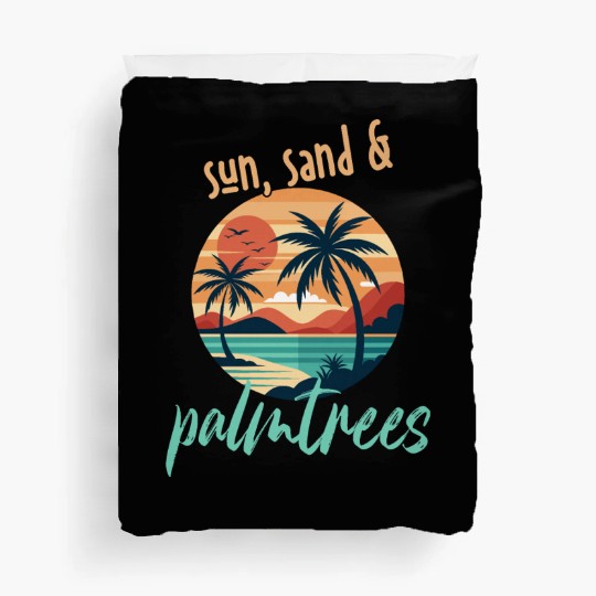 Sun, sand, and palm trees! Duvet Covers