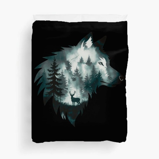 A Captivating Intricate Artwork Featuring A Wolf Duvet Covers