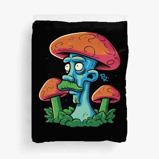Mushroom Moustache Man – Trippy Fungi Art Duvet Covers
