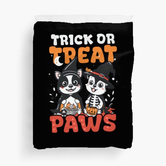 Halloween Dog Trick Or Treat Paws Duvet Covers
